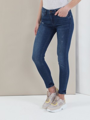 Colins 759 LARA Orta Bel Dar Paça Super Slim Fit Mavi Kadın Jean Pantolon