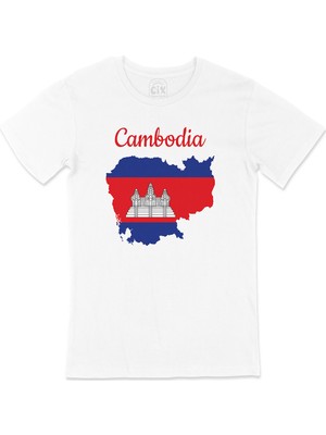Cix Kamboçya Haritalı ve Bayraklı Tişört