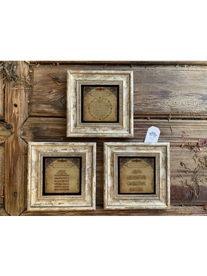 Oscar Stone Decor Doğaltaş Çerçeveli Duvar Dekorları Pano 20X20 cm 3'lü Tablo