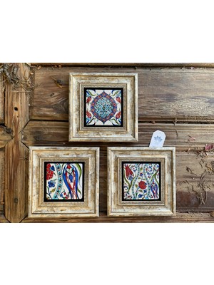Oscar Stone Decor Çerçeveli Taş Duvar  Dekoru Tablo Pano 3'lü 20 x 20 cm