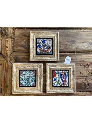 Oscar Stone Decor Çerçeveli Taş Duvar  Dekoru Tablo Pano 3'lü 20 x 20 cm