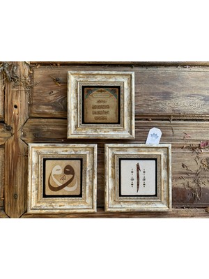 Oscar Stone Çerçeveli Taş Baskılı Duvar Tablosu Seti ( 20 x 20 Cm) 3 Lü Set -Oscar Stone Decor