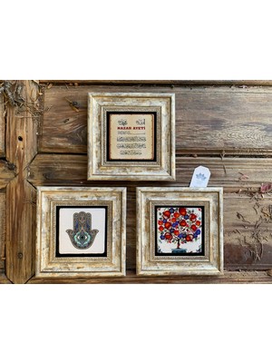 Oscar Stone Decor Çerçeveli Taş Duvar  Dekoru 20 x 20 cm Nar Ağacı Bereket Ayetel Kürsi