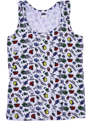 Gümüş Likralı Desenli Çocuk Atlet 6 Lı PAKET-3088