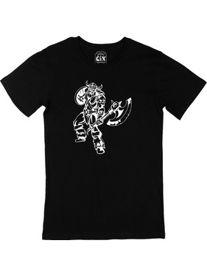 Cix Viking Kalkan ve Balta Siyah Tişört