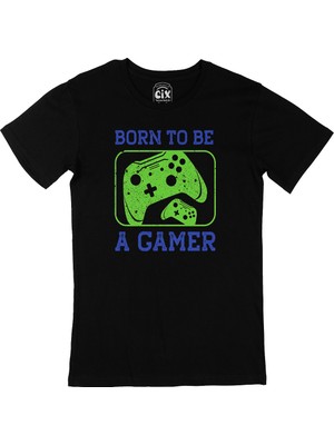 Cix Yeşil Born To Be A Gamer Siyah Tişört
