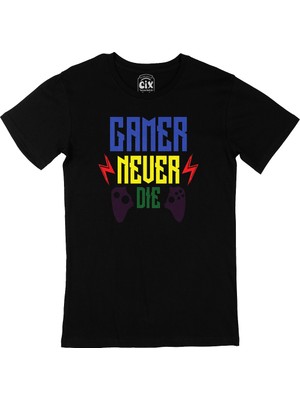 Cix Mavii Gamer Never Die Siyah Tişört
