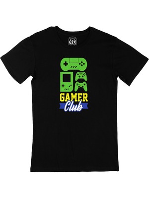 Cix Mavi Gamer Club Siyah Tişört