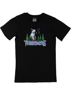 Cix Minnesota Timberwolves Siyah Tişört
