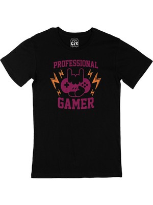 Cix Mor Professional Gamer Siyah Tişört