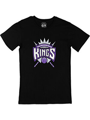 Cix Sacramento Kings Logolu Siyah Tişört