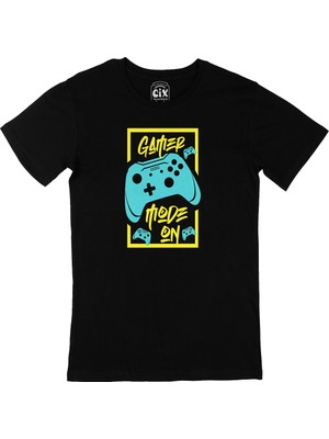 Cix Mavi Gamer Mode On Siyah Tişört