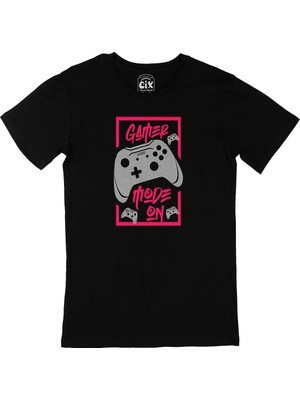 Cix Pembe Gamer Mode On Siyah Tişört