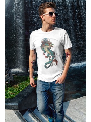 Grif Dragon Baskılı Erkek T-Shirt