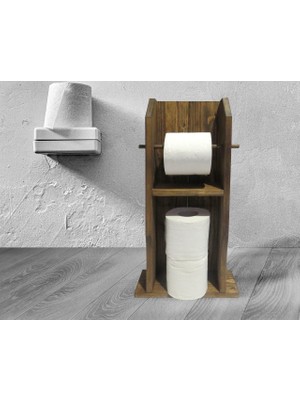 Bk Gift Doğal Masif Ahşap Tuvalet Kağıtlığı ve Dekoratif Ahşap Beyaz Çerçeveli Tablo Seti-18