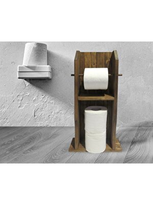 Bk Gift Doğal Masif Ahşap Tuvalet Kağıtlığı ve Dekoratif Retro Ahşap Tablo Seti-9