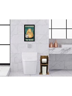 Bk Gift Doğal Masif Ahşap Tuvalet Kağıtlığı ve Dekoratif Ahşap Siyah Çerçeveli Tablo Seti-16