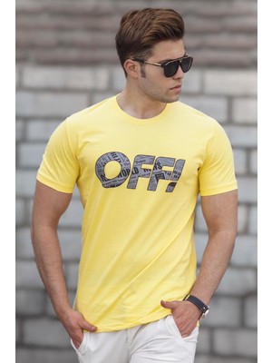 Madmext Baskılı Sarı Erkek Tişört 5254