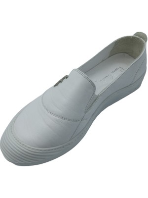 Pierre Cardin Beyaz Deri Kadın Babet Ayakkabı