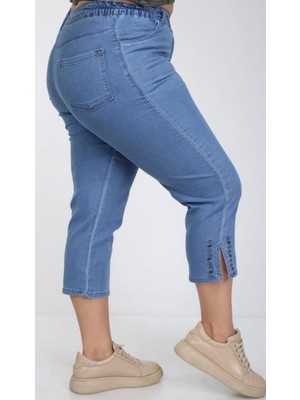 Haimoda Kadın Büyük Beden Bel Lastik Anne Kot Kapri Pantolon