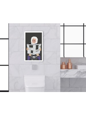 Bk Gift Banyo Tuvalet Dekoratif Ahşap Beyaz Çerçeveli Tablo-17