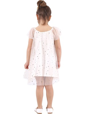 Silversun Silversunkids | Kız Çocuk Ekru Renkli Yıldız Baskılı Tüllü Elbise | Ek 217707