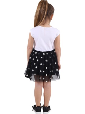 Silversun Silversunkids | Kız Çocuk Beyaz Renkli Baskılı Etekleri Tüllü Elbise | Ek 218367