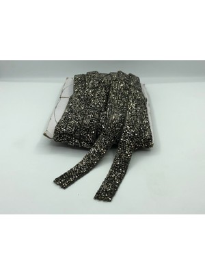 Ozan Tuhafiye Ütü Ile Yapışan Taşlı Şerit Aplik Meş Antrasit 1,5 cm 9 mt