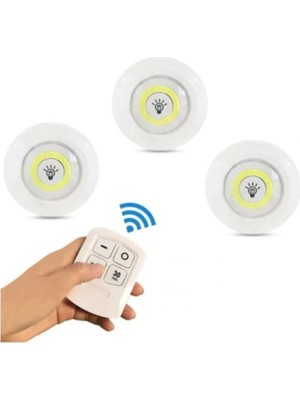 Hediye Filesi 3'lü Pilli LED Light Uzaktan Kumandalı Dolap Içi  Yapışkanlı