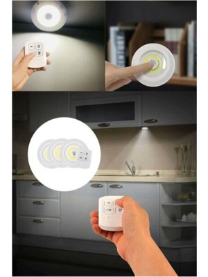 Hediye Filesi 3'lü Pilli LED Light Uzaktan Kumandalı Dolap Içi  Yapışkanlı