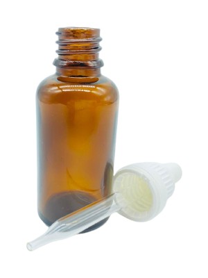 Camgen Cam Amber Şişe Ince Cam Damlalık Kırılır Kapak Beyaz 10 Adet 30 ml