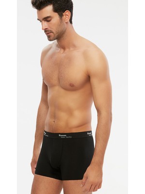 Kom Erkek Penye Likra Tight Boxer 4 Lü Siyah S-2xl