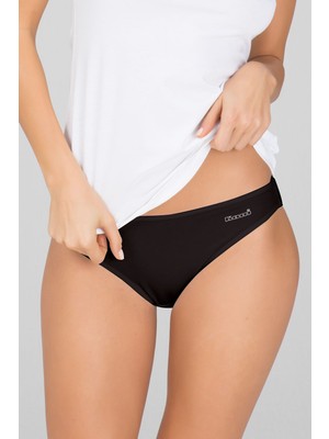 Kom Kadın Penye Likra Basic Bikini Slip Külot 2 Li Siyah 36-44