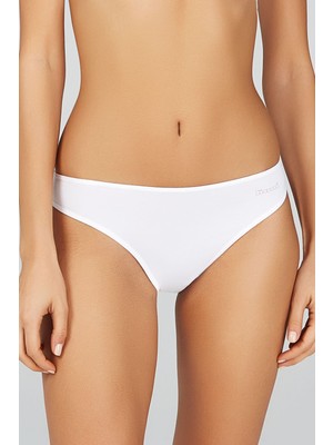 Kom Kadın Penye Likra Basic Bikini Slip Külot 2 Li Beyaz 36-44