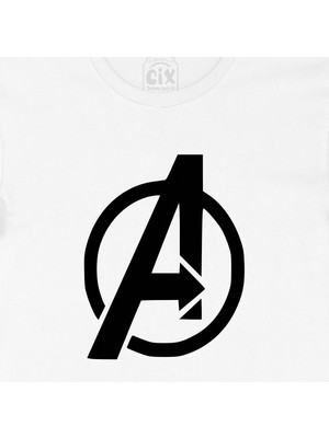 Cix Siyah Avengers Logolu Tişört