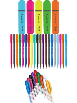 Adel - Staedtler - Pensan 34 Renk Fosforlu Kalem Seti + Inn Boyanabilir Kalemlik Hediyeli