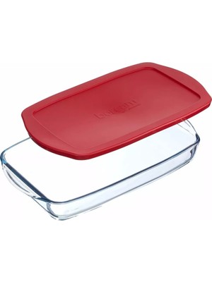 Paşabahçe Kırmızı Plastik Kapaklı Dikdörtgen Borcam 59006