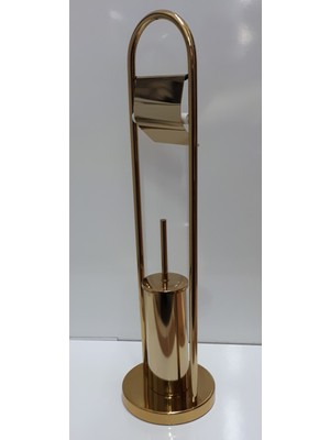 Defne Paslanmaz Ayaklı Tuvalet Kağıtlık ve Klozet Fırçası Pvd Altın (Emin Aksesuar)