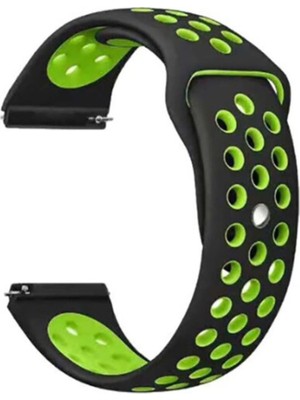 Caseart Samsung Galaxy Watch Uyumlu 46MM (22MM) Silikon Kordon Siyah-Yeşil