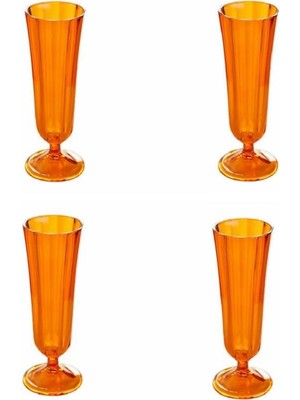 Porland Turuncu Flüt Şampanya, Kahve Yanı Su Bardağı 4'lü 130 cc