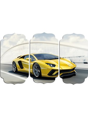 Renkselart Sarı Spor Araba Mdf Tablo 1226