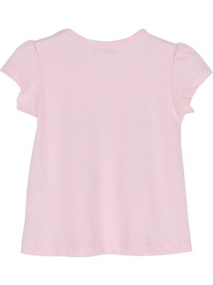 Silversun Silversunkids | Kız Bebek Pembe Renkli Baskılı Omuzdan Düğmeli Kısa Kollu Tişört | Bk 115897