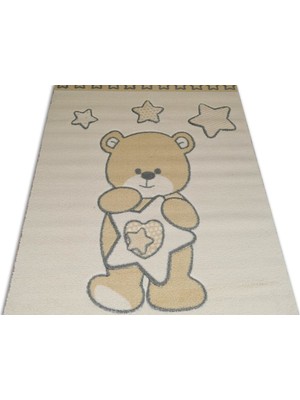 Confetti Baby Set Star Bear 120X180 Bej Oymalı Çocuk Halısı