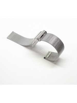Atasaat Gümüş Renk Hasır Ince Örgü Çelik Kaplama Metal Saat Kordonu 20 mm