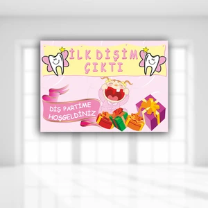 Süsle Bebek ve Parti Dişim Çıktı Afiş, 70cm x 50cm - Pembe