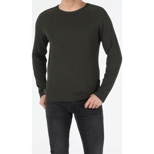 Slim Fit Yuvarlak Yaka  Erkek Yeşil Kazak