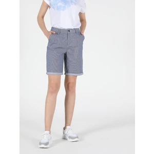 Slim Fit Yüksel Bel  Kadın Lacivert Şort