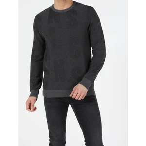 Slim Fit Yuvarlak Yaka  Erkek Antrasit Kazak