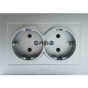 Grano Gümüş İkili Topraklı Priz Çerçeveli