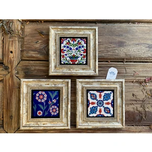 Oscar Stone Decor Çerçeveli Taş Duvar  Dekoru Tablo Pano 3'lü 20 x 20 cm